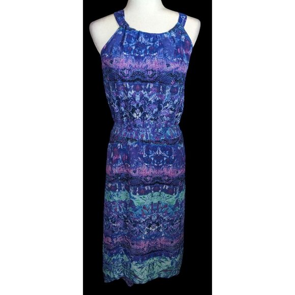 Chico's Blue And Purple Floral And Snake Print Dress - Picture 1 of 6